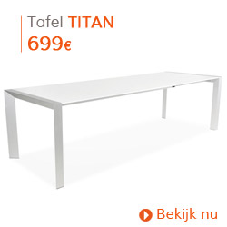 Eigentijds - Witte, uitschuifbare design tafel TITAN met verlengstukken