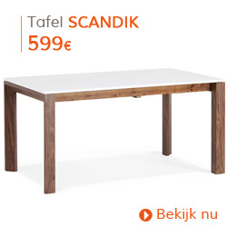  Scandinavisch - Witte, matte, uitschuifbare eettafel SCANDIK